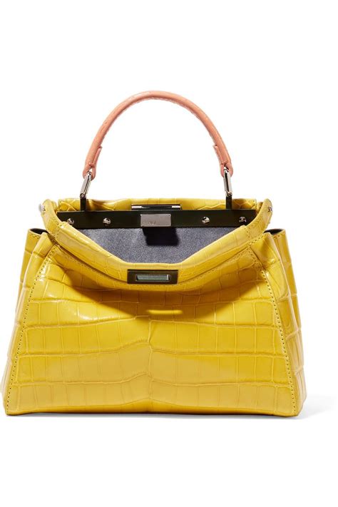 mini yellow fendi bag|Fendi large peekaboo tote.